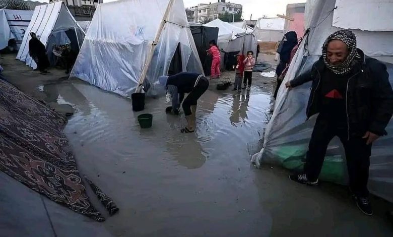 غرق الخيام وارتفاع المعاناة للنازحين بعد عام من الحرب
